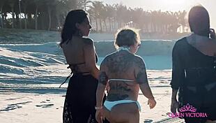 me and cassi grabbed that naughty boy at the beach for wild bedroom fun