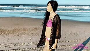 me and cassi grabbed that naughty boy at the beach for wild bedroom fun