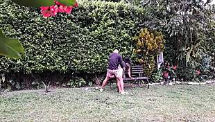 Enjoying Steamy Encounter with Voluptuous Mature Woman in the Garden