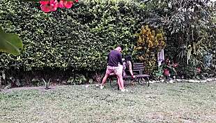 Enjoying Steamy Encounter with Voluptuous Mature Woman in the Garden