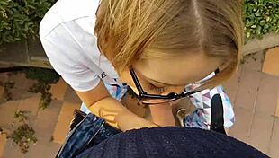see how she sucks this big mushroom head and begs for cream on her beautiful face