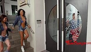 Amber Summer And Sarah Lace Fuck Patriotic Stepsisters In Nasty Taboo Pussy Action