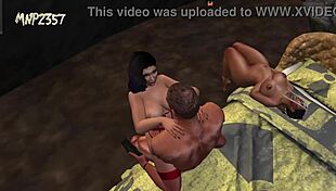 3d busty threesome with big tits