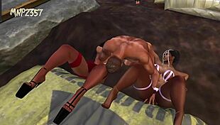 3d busty threesome with big tits