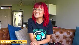 extremely tight 18yo redhead latina pussy and asshole stretched in casting interview close up
