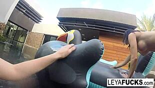 Leya And Lynn's Wild Lesbian Romp In The Pool!