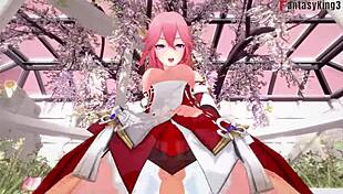 Yae Miko Gets Fucked Hard In Genshin Impact Fantasy With Ahegao And Pink Hair!