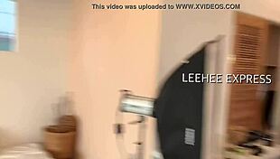 Leehee poses as an express model in a photoshoot.