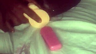 Dildo rides pussy and anal to creampie