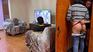 A stranger sneaks into the bedroom to fuck my boyfriend secretly. He moans as they get wild.