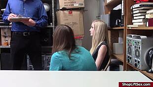 hot shoplifter gets fucked roughly in front of her boyfriend at the store