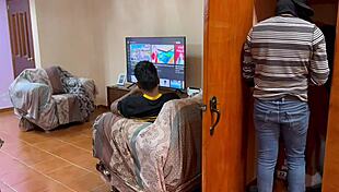 A stranger sneaks into the bedroom to fuck my boyfriend secretly. He moans as they get wild.