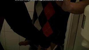 This couple gets raunchy in the public restroom with blowjobs and masturbation