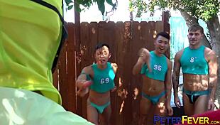 Asian twinks breeding hard in gay orgy!