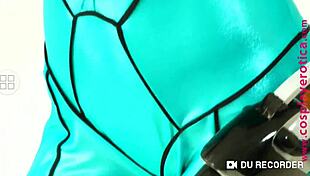 Detailed View Of Perky Tits In Samus Cosplay Costume With Sexy Poses