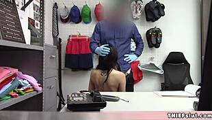 Pale teen caught fucking mall cop