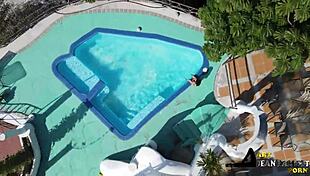 I fucked her big tits brunette doggystyle under the water.