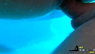 I fucked her big tits brunette doggystyle under the water.