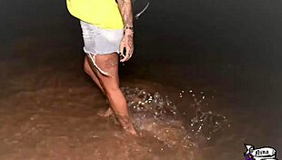 Young girl masturbates on the beach