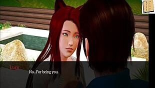 in my new family episode 94, the redhead with big tits plays a game at home