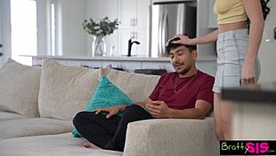 Angel Gostosa dominates stepbro, no touching dick without permission in rough leather play