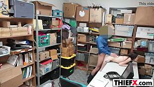 BEAUTIFUL TEEN THIEF PUNISHED with BIG COCK in OFFICE