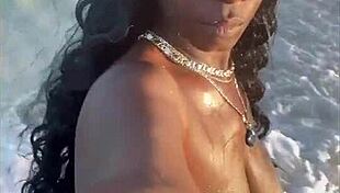 Mature Ebony Milf Enjoys a Relaxing Day at the Beach