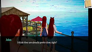 in my new family episode 94, the redhead with big tits plays a game at home