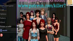 in my new family episode 94, the redhead with big tits plays a game at home