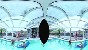 Foursome Action with Big Tits by the Poolside