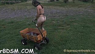 Filthy maid getting her taco fingered with toys in hardcore bdsm masturbation