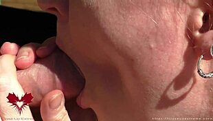 Sunny Mistress Gives Intense Blowjob in Close-Up, Swallowing Lots of Cum!