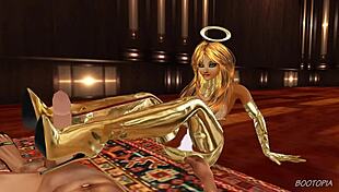 Angel teases with bootjob and blowjob