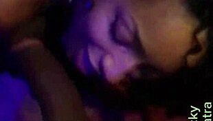 Latina with big natural tits got bent over and fucked by monster cock in party bathroom, then came in mouth