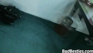 Cute girls at party with big penis