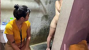 Latina Stepsister Bent Over in Shower, Fucked Doggy Style with Dildo Until She Squirts