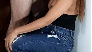 Whore in high heels gives blowjob and ass