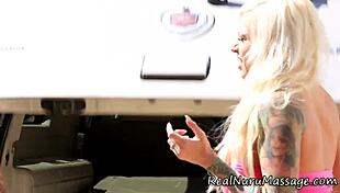 cum mouthed nuru masseuse giving wild handjob in high definition