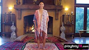 Erotic yoga session features busty Daniella Smith and girlfriend with big naked boobs