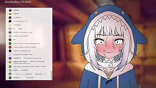 Gawr gura forgot to turn off the stream before having sex in anime hentai