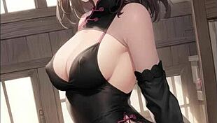 ai illustration of anime character with big tits