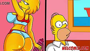 Hot milf with big butt and tits works out intensely at the gym in Simpsons Simptoons hentai cartoon style