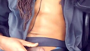 Sexy black milf teases daddy with blowjob in car