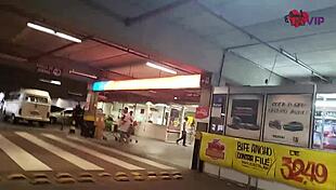 cristina almeida flashing her skirt in the market while her cuckold husband films.