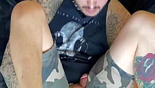 oh wow, that tattooed guy takes the dildo so hard!