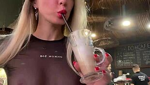 She tries on various panties in a public fitting room