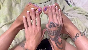 Episode features a skinny milf with tattoos and small tits