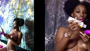 goddess luxxx28 spreads ebony pussy while playing with sexy ass toys