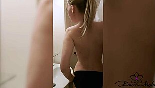 Horny Amateur Teen Blonde Washes Body And Fingers Pussy In Shower