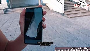 A normal German guy picks up a cute brunette Spanish pornstar teen and she lets him fuck her outdoors